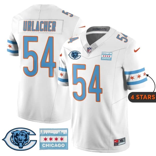 Men's Chicago Bears #54 Brian Urlacher White City Edition F.U.S.E. With Chicago Flag Vapor Untouchable Limited Stitched Football Jersey
